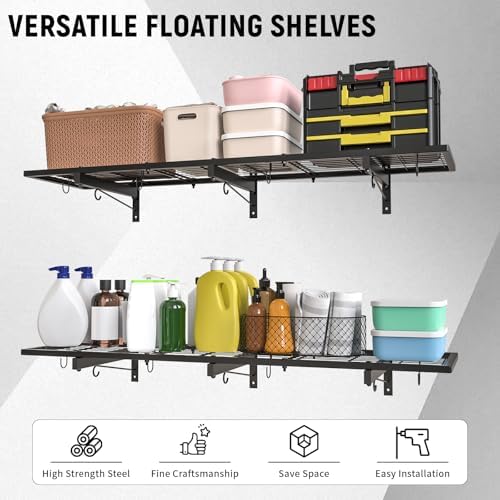 2 Pack Garage Wall Shelves, Heavy Duty Shelf Organizer - Image 3