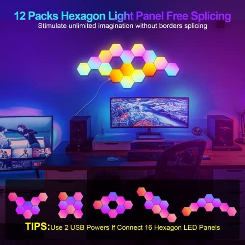 12-Pack Hexagon Light Panels – Smart RGB LED Wall Lights - Image 3