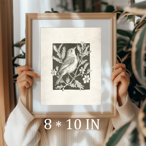 uniro Wall Art Canvas Print Vintage Bird Wall Art Canvas Sparrow Farmhouse - Image 4