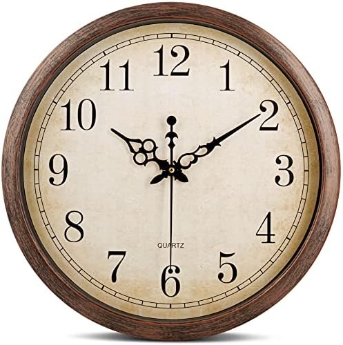 Bernhard Products Vintage Brown Wall Clock Silent Non Ticking 16 Inch Extra by BernhardProducts