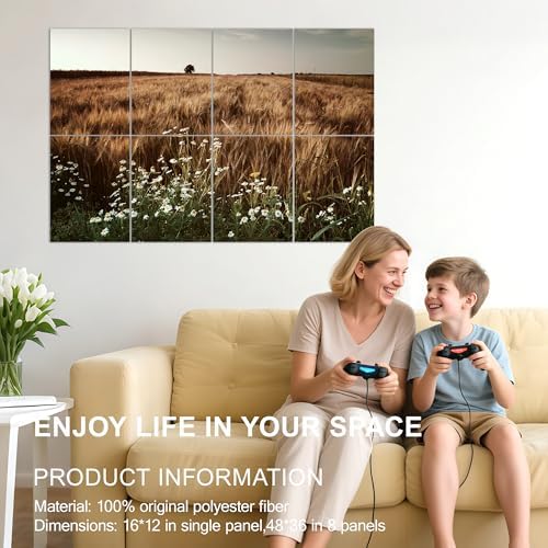 Mollywell Art Acoustic Panels, 48x32 in, Lonely Tree・Wheat and Flowers - Image 5