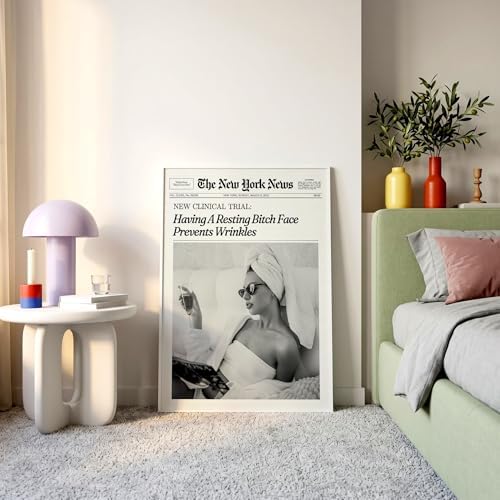 Funky Girl Preppy Aesthetic Posters Black And White Newspaper Wall Art 8x10in - Image 2