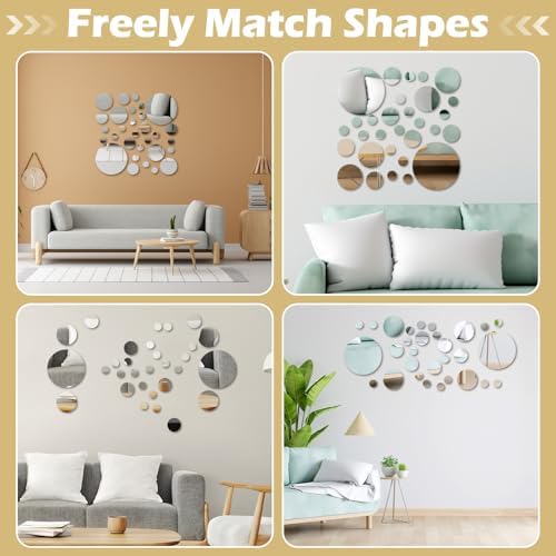 30 Pcs Round Mirror Tiles Self Adhesive, Mirror Wall Decals, Circular Glass - Image 4