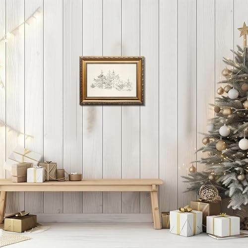 uniro Vintage Gold Framed Wall Art, Vintage Christmas Canvas Art Prints Painting - Image 5