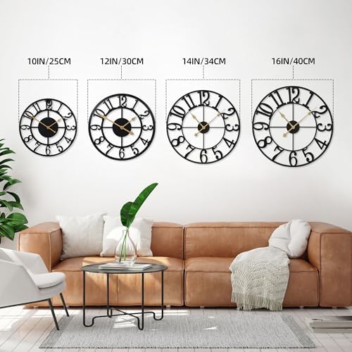 Wall Clock Battery Operated, Silent Non Ticking Modern Rustic Metal Small Clocks - Image 5