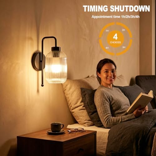 LAMSU Black Battery Operated Wall Sconces Set of 2, Wireless Wall Lights - Image 4