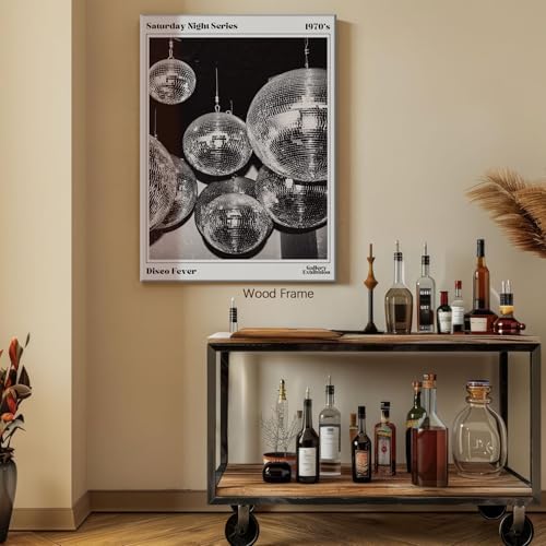 70s Disco Ball Wall Art 8x12in Wooden Framed Vintage Black and White Newspaper - Image 5