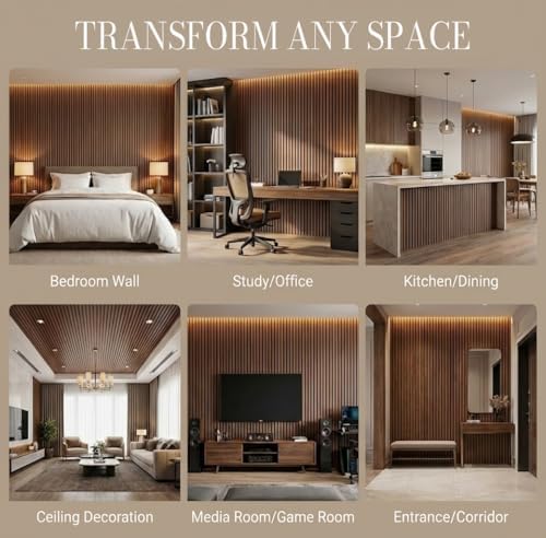 HAMACOUST 4-Piece Wood Panels for Wall, 94.5" × 11" Soundproof Wood Slat Wall - Image 5