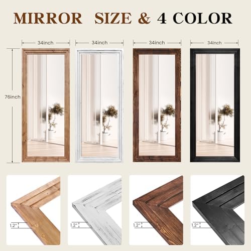 76x34in Full Length Mirror, 3-Tier Stepped Solid Wood Frame - Image 2