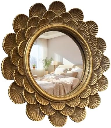 Vintage Vanity Makeup Desk Mirror，Antique Traditional Roundness Table Mirror by Musanpou