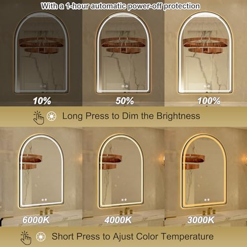 22x32 Arched Black LED Mirror for Bathroom - Image 2