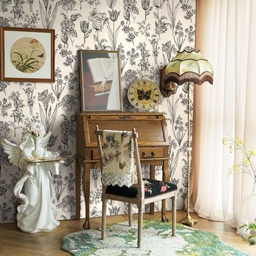 Dimoon 236"x17.3" Floral Peel and Stick Wallpaper Beige Contact Paper - Image 5