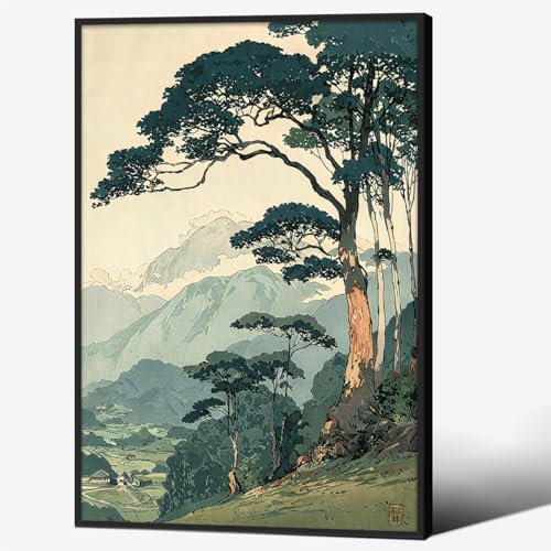 Nature Mountain Landscape Wall Art Vintage Japanese Forest Canvas Poster 24x36 by Unknown