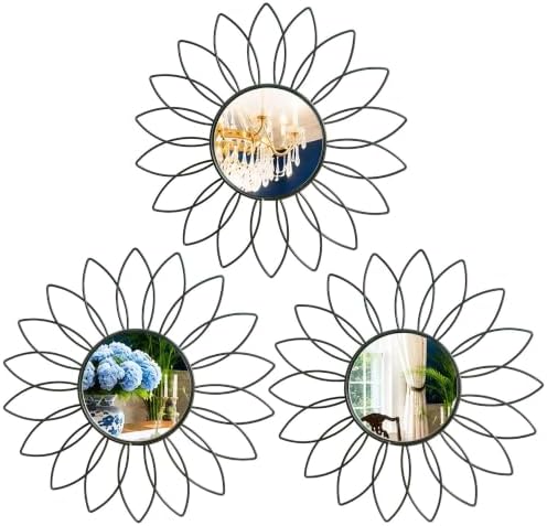3 Pack Metal Mirror for Wall Cute Sunburst Wall Mirror Home Decor Wall Art by Uaussi
