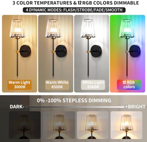 Set of 2 Battery‑Operated Wall Sconces, Rechargeable Wireless Wall Lights - Image 3