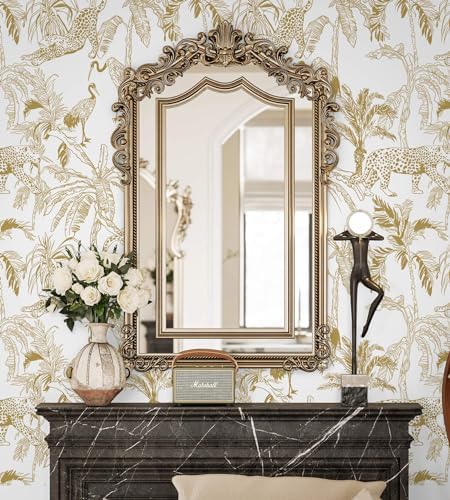 Heroad Boho Leopard Peel and Stick Wallpaper White and Gold Contact Paper - Image 4
