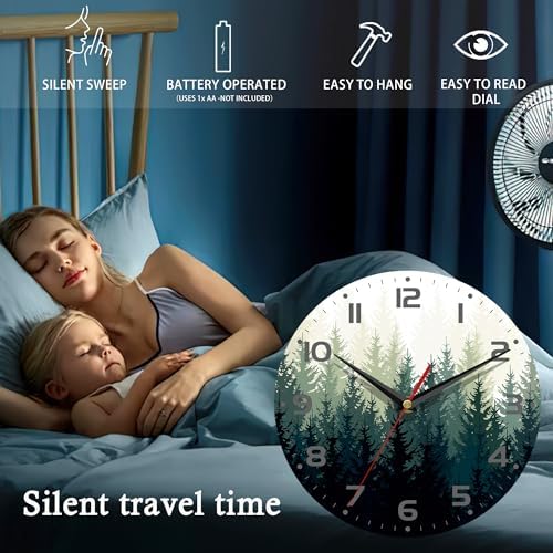 Wall Clock, 10 Inch Silent Non-Ticking Home Kitchen Decor, Battery Operated - Image 5