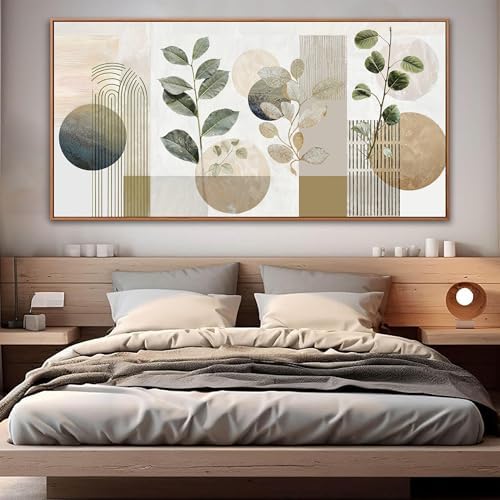Large Boho Green Wall Art For Living Room Prints Green Botanical Boho Wall Art - Image 2