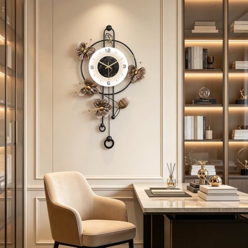 Large Wall Clock Silent Quartz Pendulum Modern Wall Decor 18.8x29.5in - Image 6