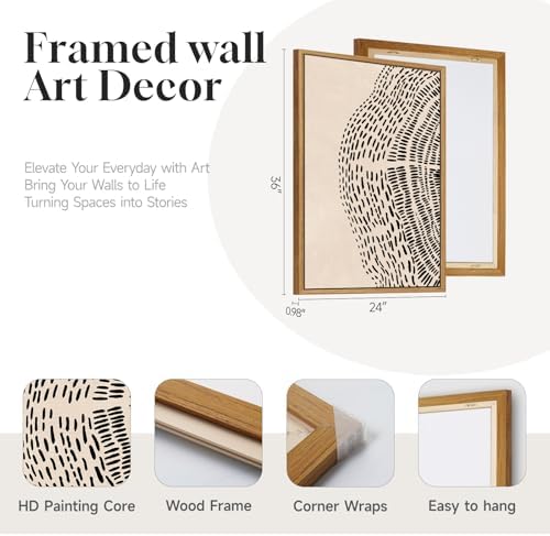 3 Piece Large Framed Neutral Tree Ring Wall Art - Image 6
