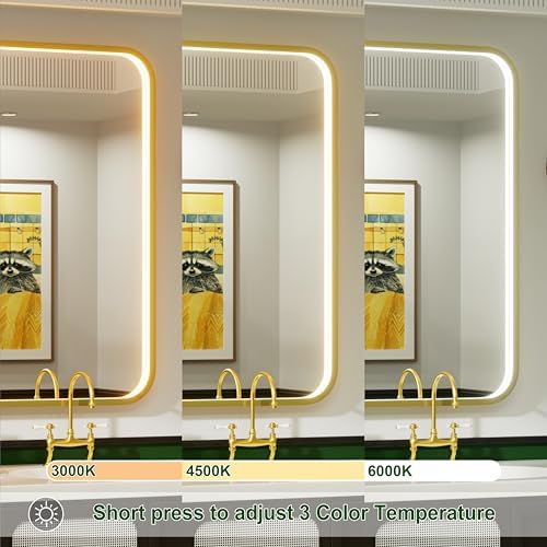 24"x32" Gold LED Bathroom Mirror - Image 2