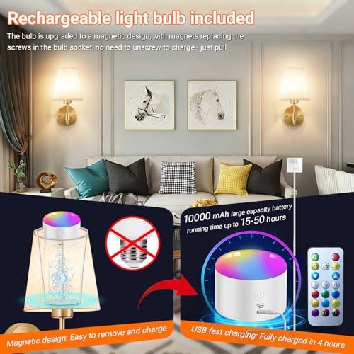 YHCDLAMP Peel and Stick Wall Sconces, No Drilling Stick On Wall Sconce - Image 3