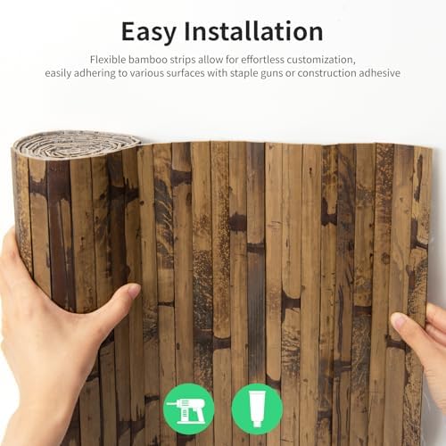 AMZDEPOT Natural Bamboo Wall Panel, 48 x 96 Inch, Dark Burned - Image 2