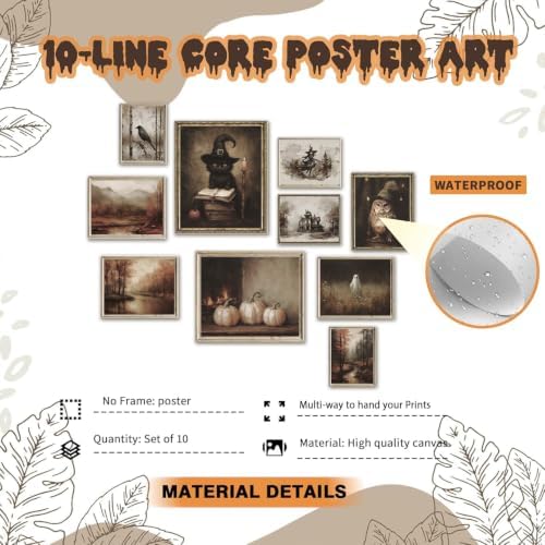 KBKBART 10pc Halloween Wall Art Print Spooky Ghost Autumn Landscape Posters - Image 3