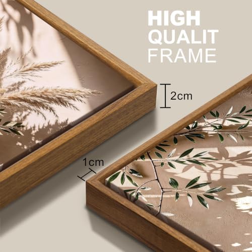 3pcs Wabi Sabi Boho Olive Tree Pampas Grass Framed Canvas Wall Art - Image 6