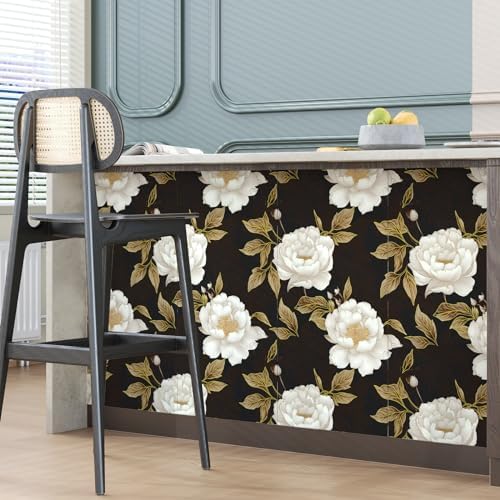 BOKEBEVE Leaf Wallpaper Peel and Stick Vintage Black Brown 17.5 x 393.5In - Image 2