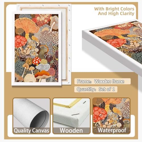 Abstract Mushroom Poster Vintage Japanese Fungi Canvas Wall Art Modern - Image 2