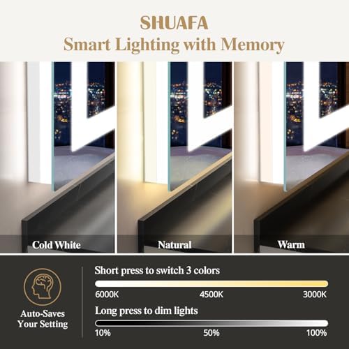 48X36 Inch Frontlit+ Backlit LED Bathroom Mirror - Image 3