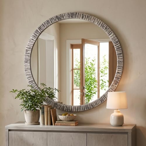 ARTPULSE 30 Inch Vintage Farmhouse Shatterproof Round Wall Mirror - Image 3