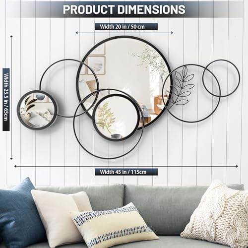 Wall Mirror Decorative, Round Decorative Mirror, Large Decor Metal Wall Art - Image 2