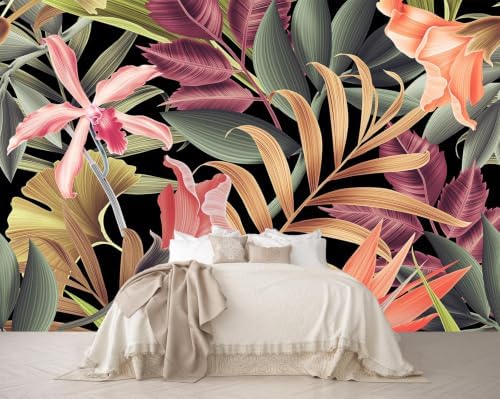 Toolhom Peel and Stick Wallpaper Featuring Colorful Tropical Banana Leaves - Image 5