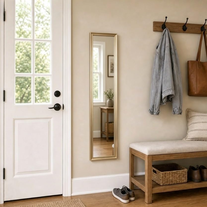 13.5" X 49.5" Gold Rectangle Full Length Wall Mirror, Large Vertical Or - Image 2