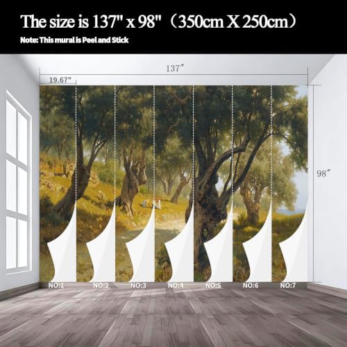 The Classical Realistic Style self-Adhesive Mural of Olive Orchard Scenery is - Image 3