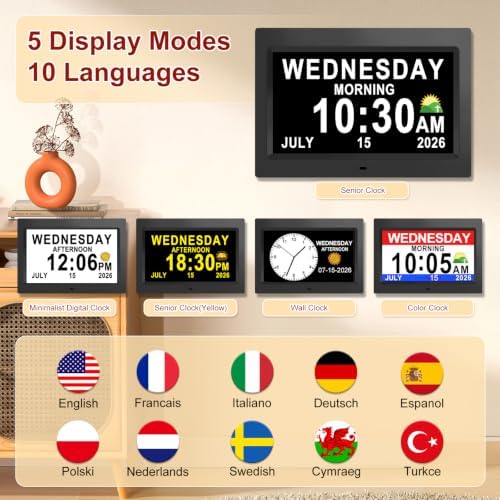 SSINI 12”Large Digital Clock for Seniors Dementia Clock - Image 5