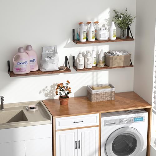 Heimlove Floating Shelves for Wall, 32 Inch Long Wood Floating Shelves Set of 3 - Image 5