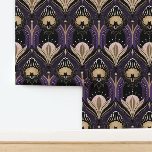 Spoonflower Art Deco Bats Peel and Stick Wallpaper - Image 4