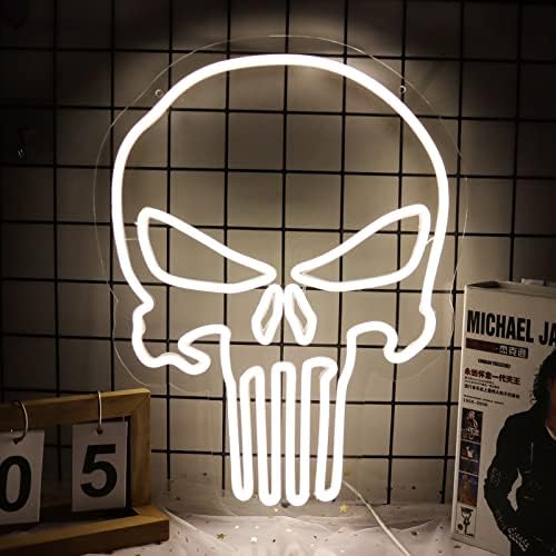 Skull Punisher Neon Signs for Wall Decor Punisher Logo Neon Lights for Bedroom by JFLLamp