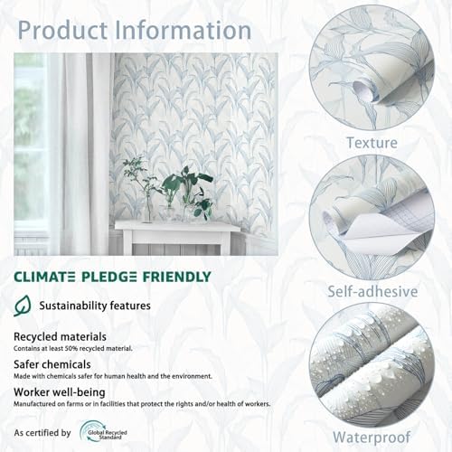 Heroad Boho Wallpaper Peel and Stick Blue Wallpaper Modern Removable Contact - Image 6