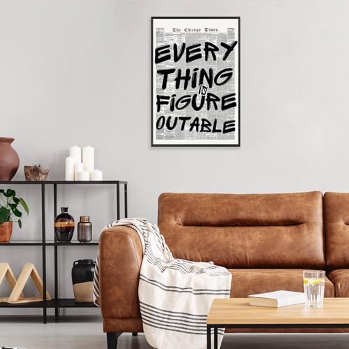 Retro Black And White Newspaper Poster Every Thing Is Figure Outable Canvas - Image 5