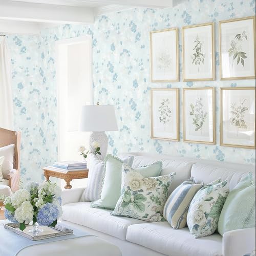 Dimoon 393"x17.3" Blue Wallpaper Floral Contact Paper Peel and Stick Wallpaper - Image 7