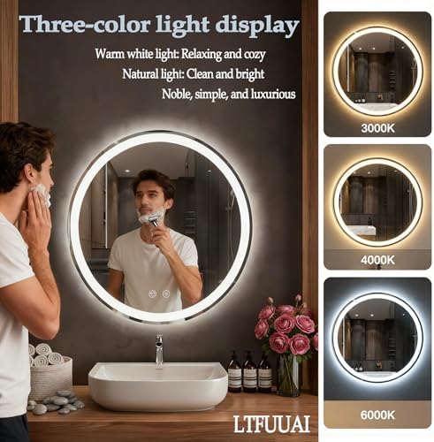 LTFUUAI 20" Round LED Bathroom Mirror - Image 3