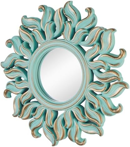 Decorative Wall Mirror, Round Green Mirror, 10 x 10in by HiempTru