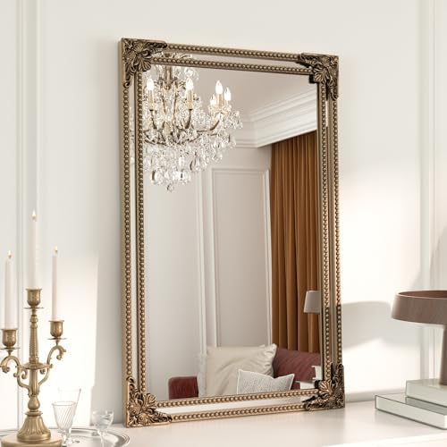 Keonjinn 20x30 Inch Gold Antique Vintage Mirror, Brass Baroque Mirror by Keonjinn