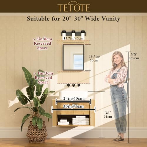 TETOTE Black Bathroom Mirror 16" x 20" Matte Black Rectangle Beveled Framed - Image 6