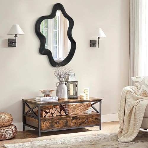 Asymmetrical Mirror for Wall Decor Large Modern Wavy Wooden Framed Wall Mirror - Image 5