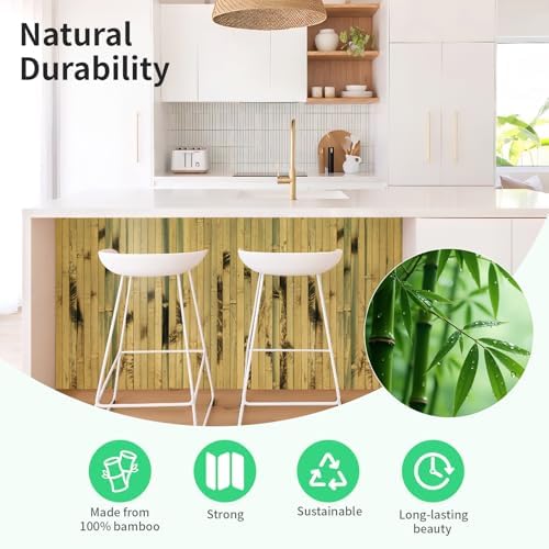 AMZDEPOT Natural Bamboo Wall Panel, 48 x 96 Inch, Light Burned - Image 2